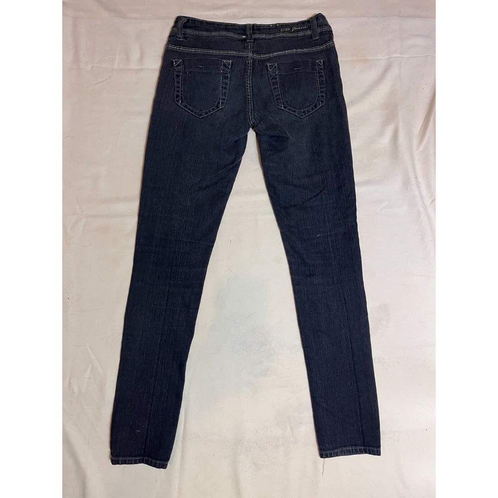D&B Deep Blue Womens/Junior SZ 5 Charcoal Black Skinny Jeans Rhinestones E10 - Picture 4 of 7